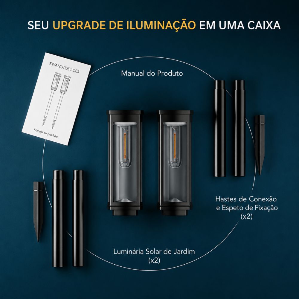Luminária Solar LED Externa para Jardim e Áreas Externas