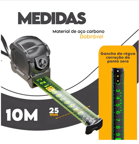Trena Profissional Fluorescente - Fita Métrica De Aço Inoxidável Carbono De Alta Precisão
