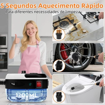 VaporJet X™ 2500W - Limpador a Vapor Pressurizado de Alta Temperatura com Kit Completo de Escovas | Edição Premium
