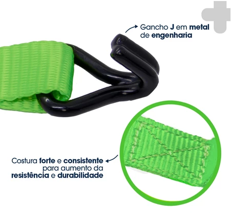 Cinta Catraca Para Amarração De Carga Gancho J - 4 Metros 1500Kg