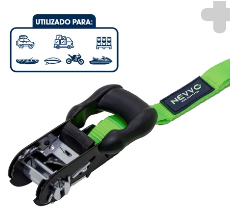 Cinta Catraca Para Amarração De Carga Gancho J - 4 Metros 1500Kg