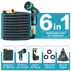 Mangueira Expansível 30m Revoria™ com Esguicho Ajustável + Suporte de parede e Bolsa Organizadora