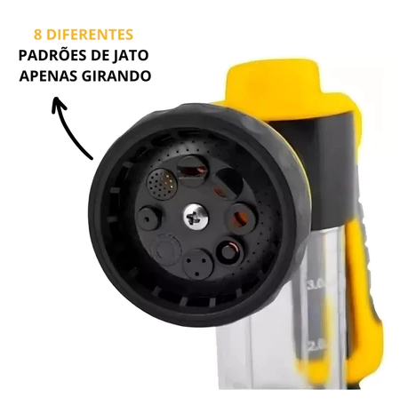 AquaPrime 8X™ – Esguicho 8 em 1 com Reservatório de Sabão Integrado e Alta Pressão