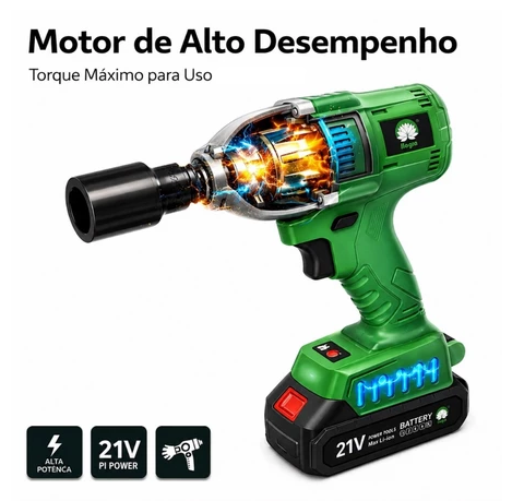 Revoria Impact ProX™ 21V — Potência Profissional de 350Nm | Chave de Impacto Sem Fio 3200RPM com Kit Completo + 2 Baterias