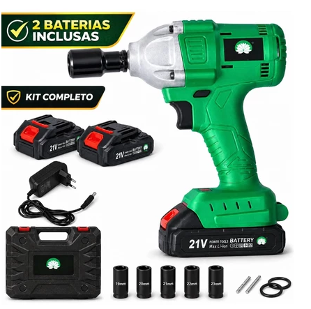 Revoria Impact ProX™ 21V — Potência Profissional de 350Nm | Chave de Impacto Sem Fio 3200RPM com Kit Completo + 2 Baterias