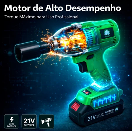 Revoria Impact ProX™ 21V — Potência Profissional de 350Nm | Chave de Impacto Sem Fio 3200RPM com Kit Completo + 2 Baterias