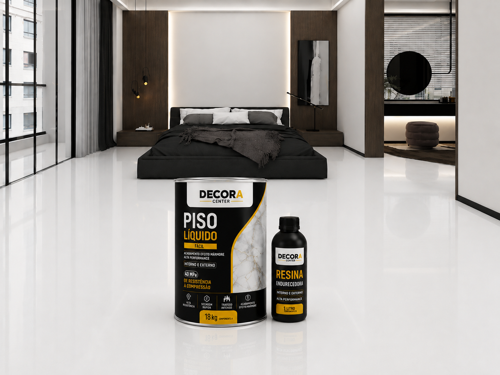 Piso Líquido Epóxi com Acabamento Profissional - Alto Brilho + Ferramentas de Aplicação