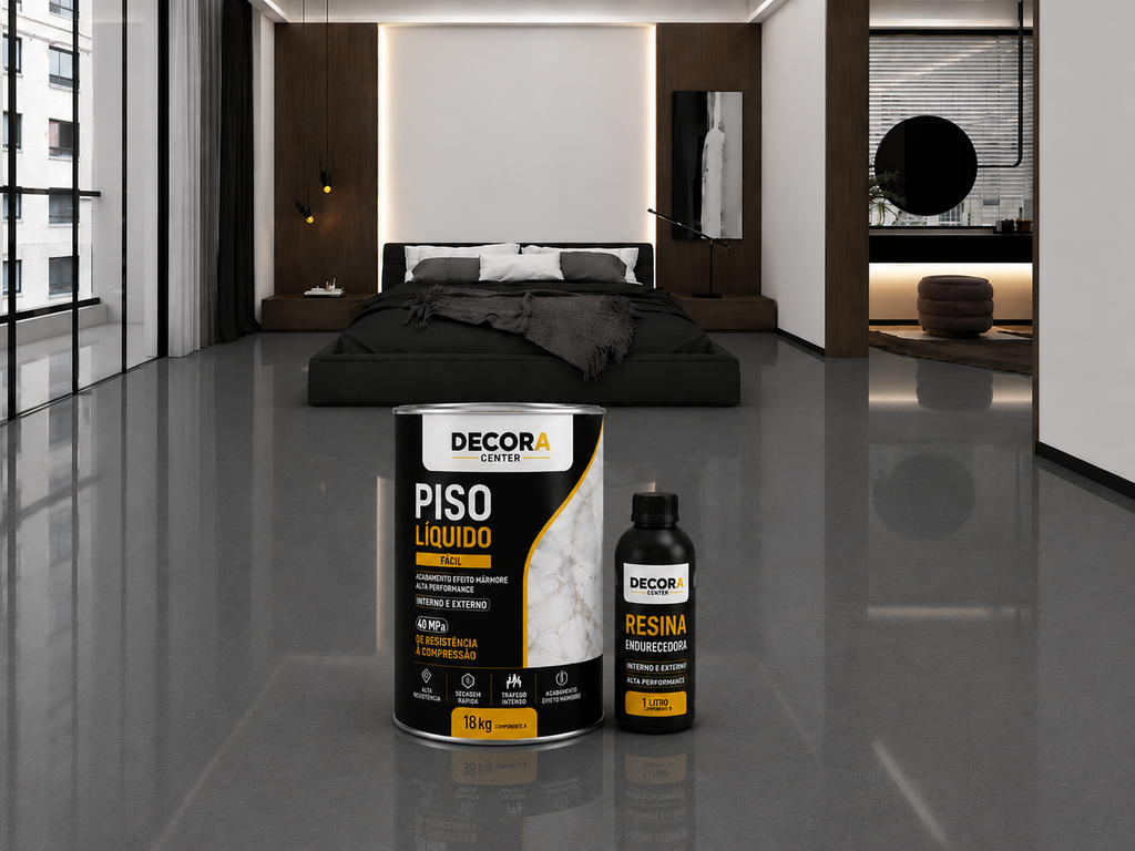 Piso Líquido Epóxi com Acabamento Profissional - Alto Brilho + Ferramentas de Aplicação