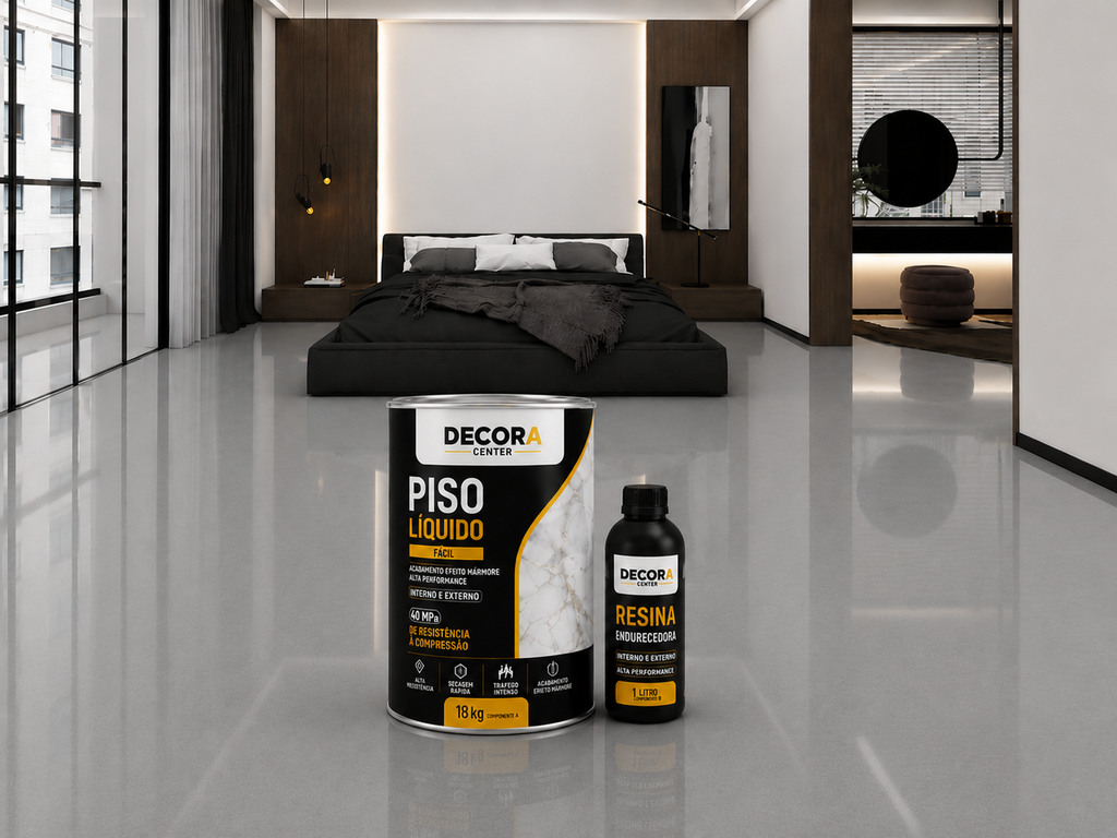 Piso Líquido Epóxi com Acabamento Profissional - Alto Brilho + Ferramentas de Aplicação