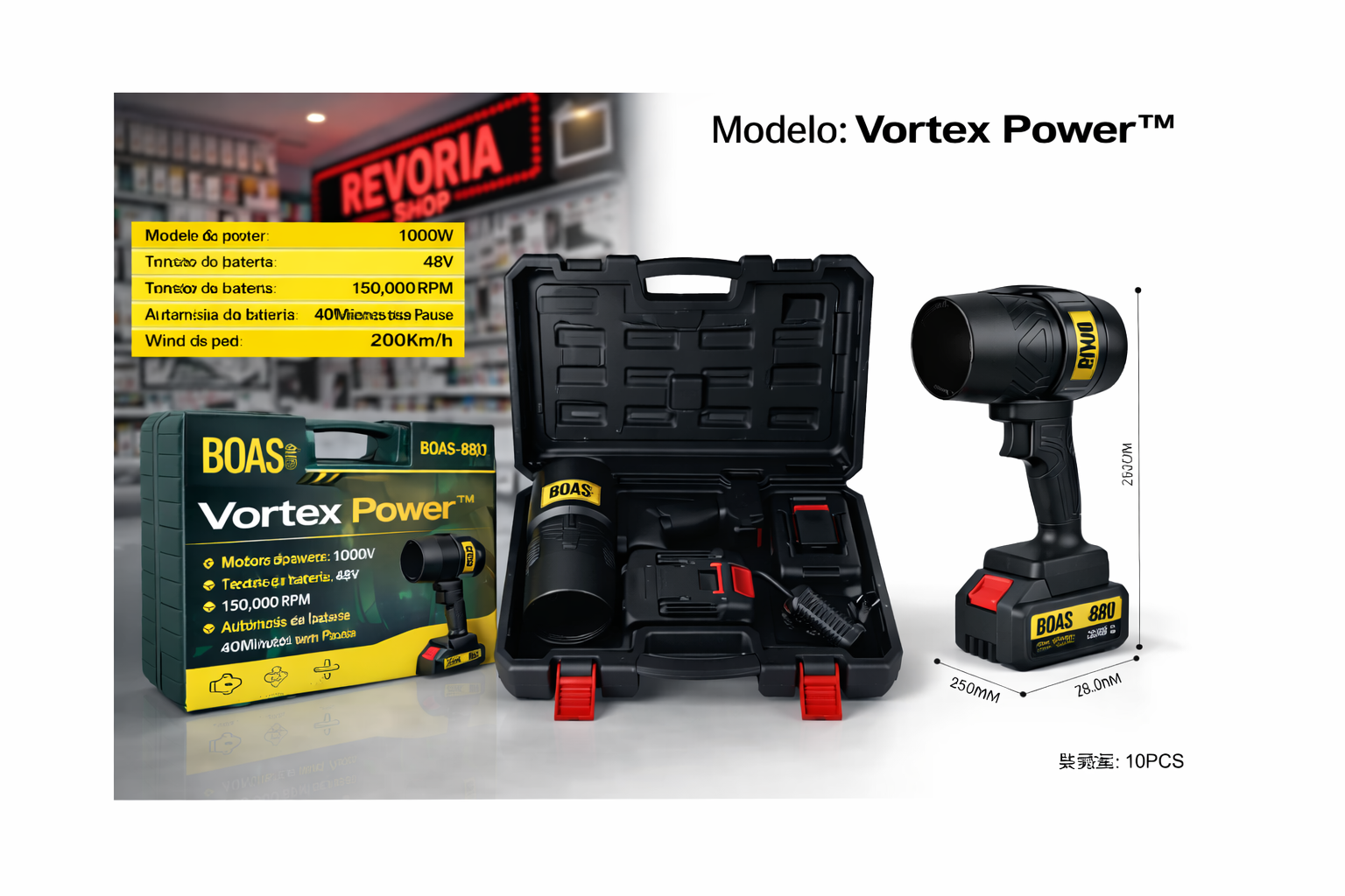 Vortex Power™ - Soprador Turbo! Pressão de Nível Profissional
