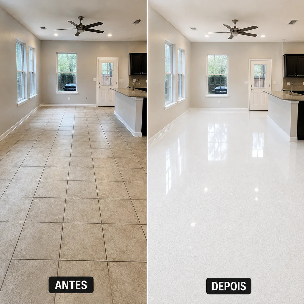 Piso Líquido Epóxi com Acabamento Profissional - Alto Brilho + Ferramentas de Aplicação
