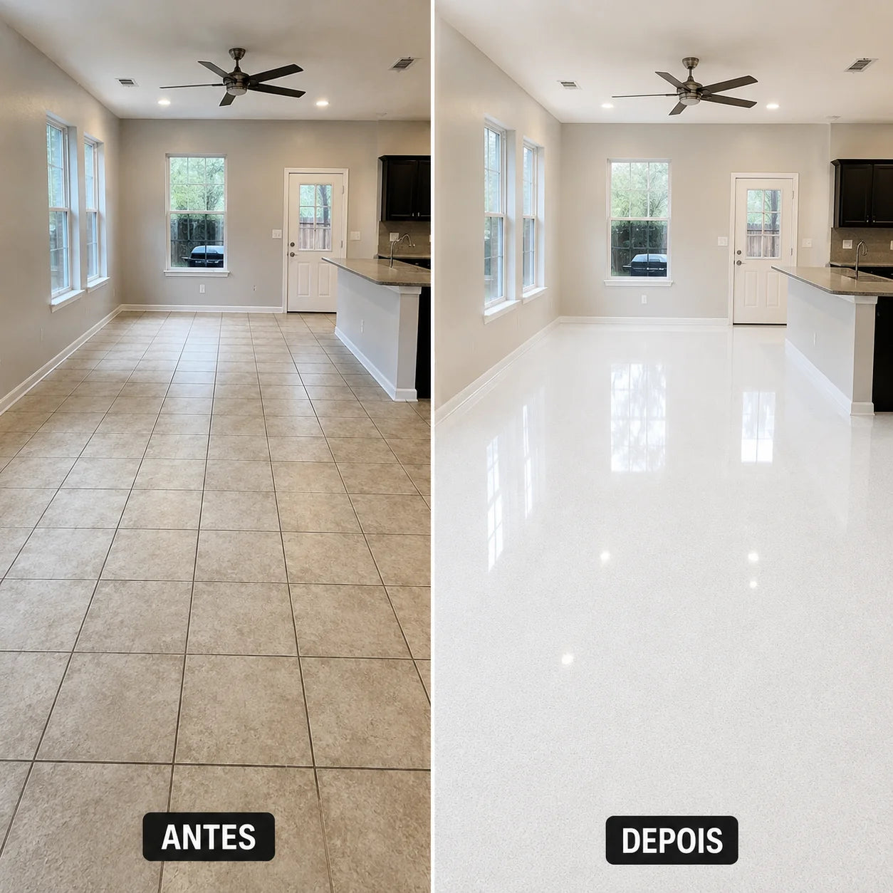 Piso Líquido Epóxi com Acabamento Profissional - Alto Brilho + Ferramentas de Aplicação