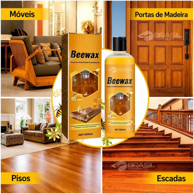 Restaurador e Protetor de Madeira Carnaúba com Cera de Abelha + Esponja para Aplicação