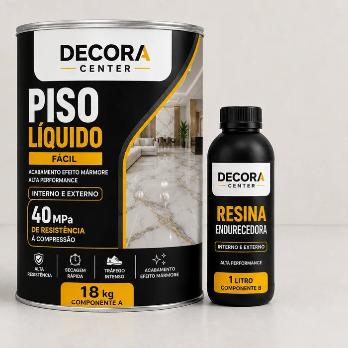 Piso Líquido Epóxi com Acabamento Profissional - Alto Brilho + Ferramentas de Aplicação